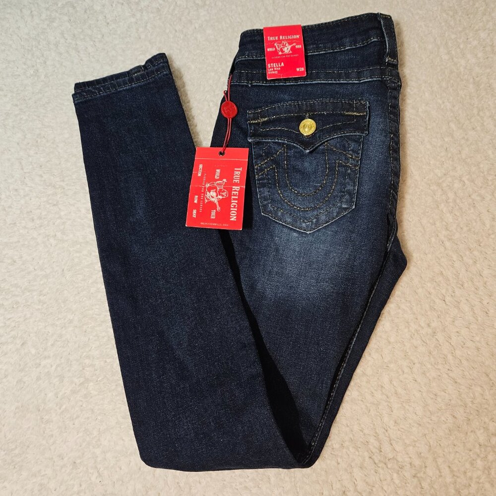 TRUE RELIGION Stella Flap Lurex Street Slidin Jeans Size 28